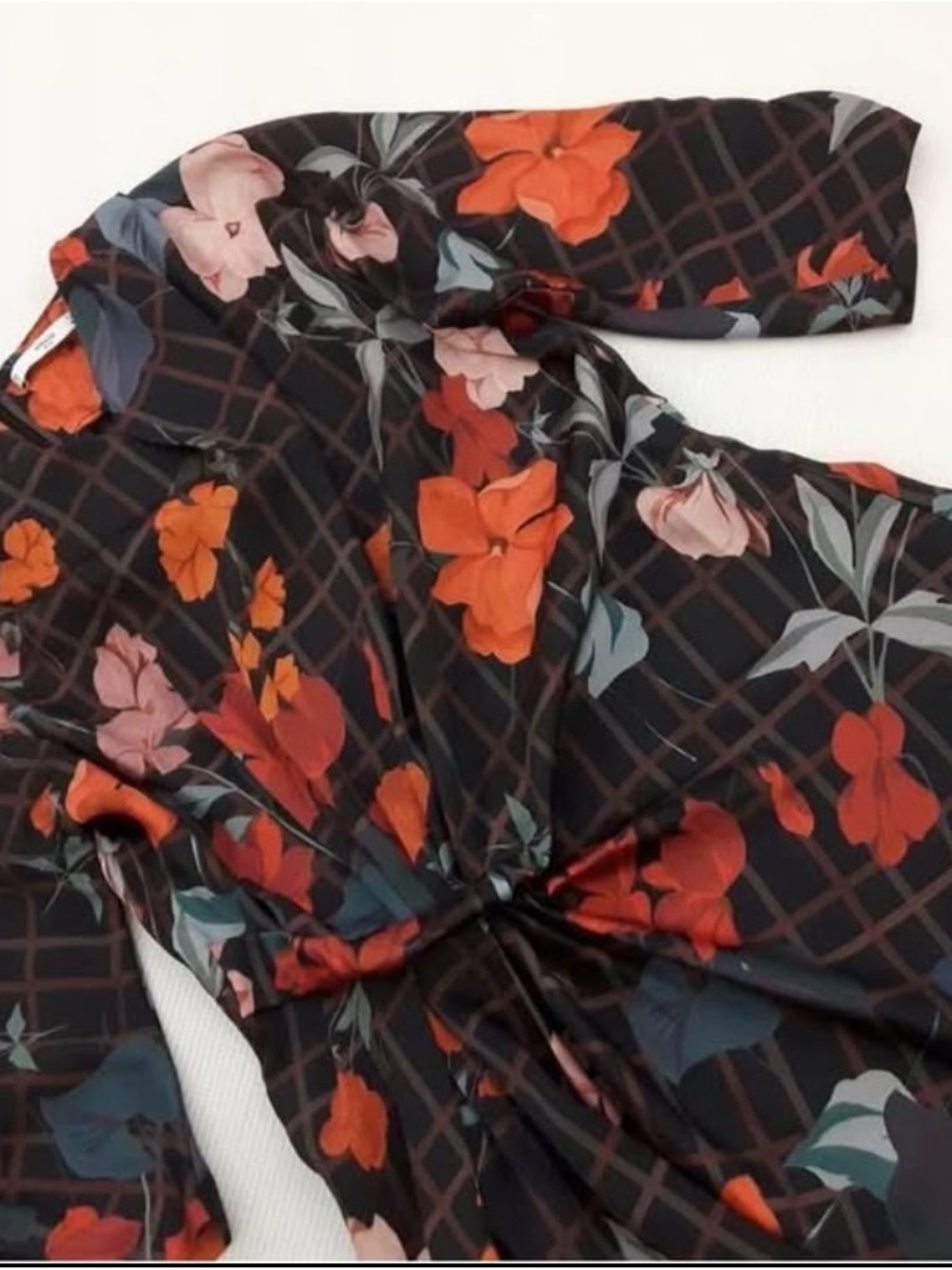 Mango Floral Print Dress in Black, Red, Green